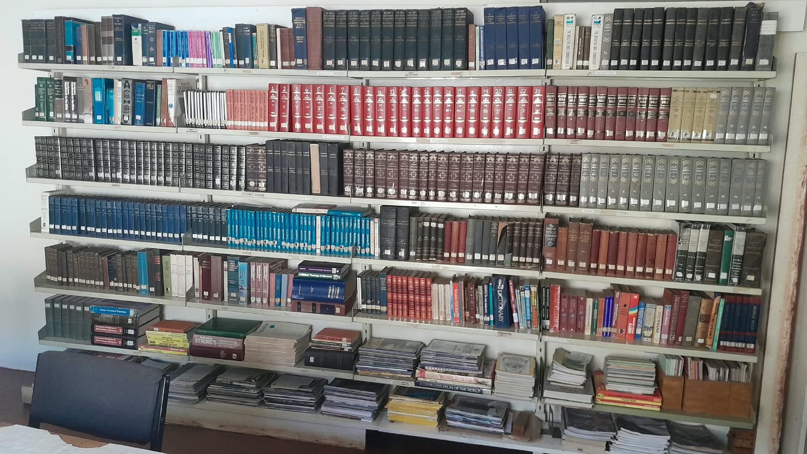 NBCEA library with theological books and study resources